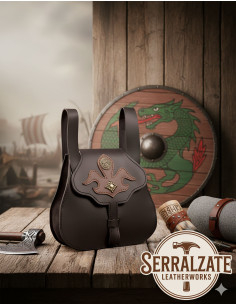 Sac à main viking en cuir modèle Gunnhild, marron