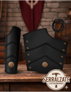 Bracelets médiévaux en cuir Guillermo, couleur noire