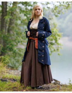 Manteau médiéval pirate modèle Capitaine Chad, couleur bleu