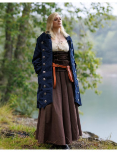 Manteau médiéval pirate modèle Capitaine Chad, couleur bleu 2