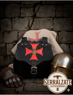 Sac à main templar noir croix Paté, pour ceinture