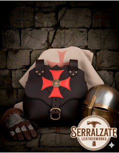 Sac à main templar en marron foncé avec croix Paté, pour...