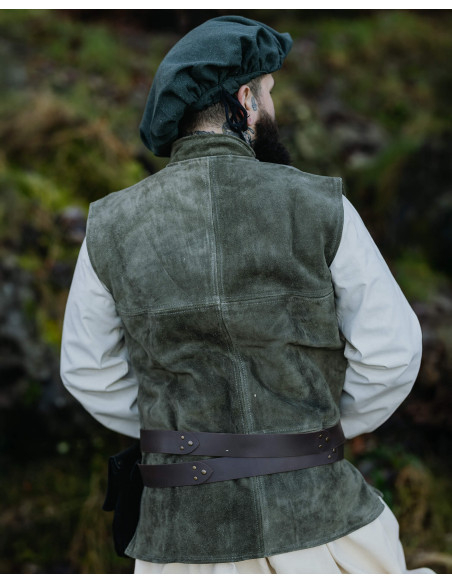 Gilet médiéval en cuir suédé modèle...