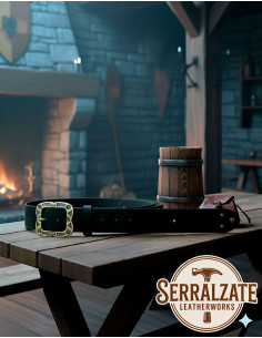 Ceinture médiévale en cuir modèle Mateo, Noir 2