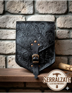 Sac médiéval pour ceinture repoussé Robert, de couleur noire