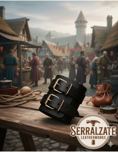 Bracelet médiéval ajustable pour chevalier en noir, 1 unité 2