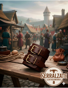 Bracelet médiéval ajustable pour chevalier en marron, 1... 2