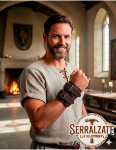 Bracelet médiéval ajustable pour chevalier en marron, 1...