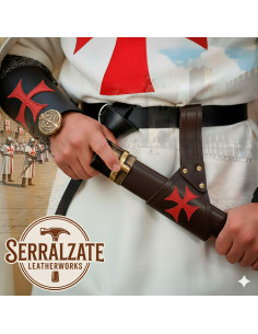 Tahalí croisé en cuir marron : libérez l'esprit templier 2