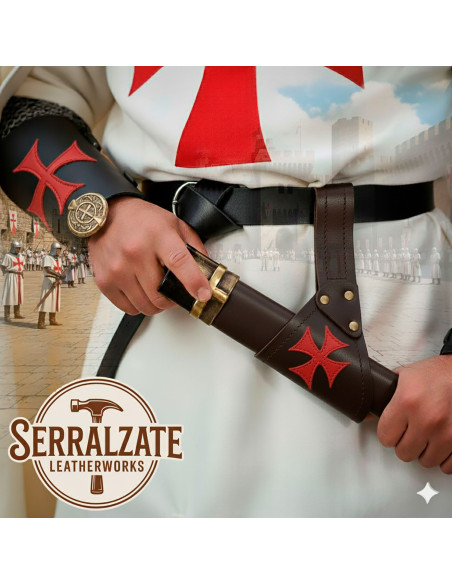 Tahalí croisé en cuir marron :...