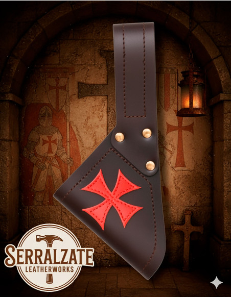 Tahalí croisé en cuir marron :...