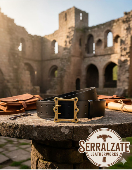 Ceinture médiévale large Ivo - Noir