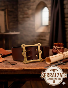 Ceinture médiévale large Ivo - Marron foncé