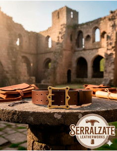 Ceinture médiévale large Ivo - Marron foncé 2