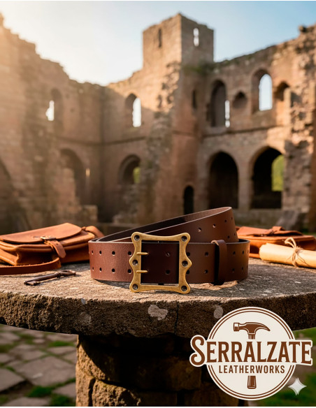 Ceinture médiévale large Ivo - Marron...