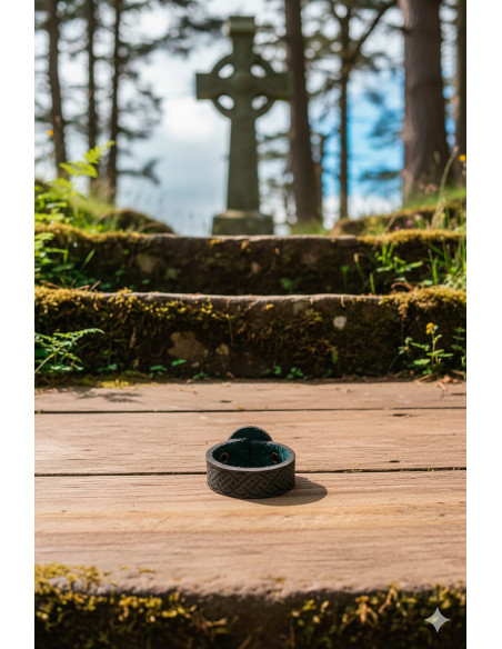 Bague Celtique Lugh en cuir - Vert