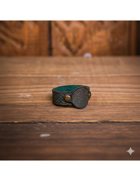 Bague Celtique Lugh en cuir - Vert
