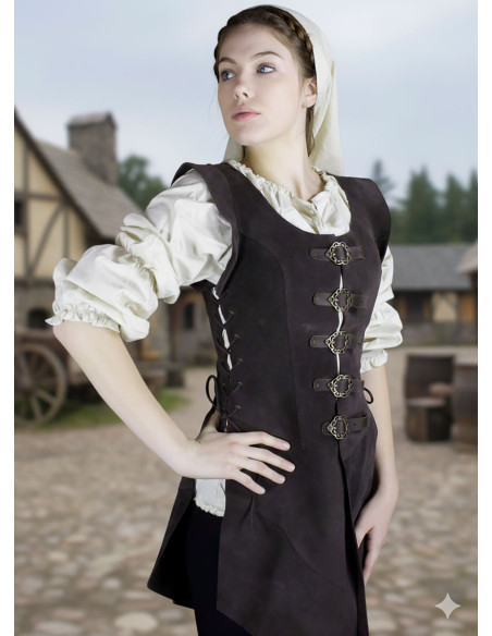 Long pourpoint médiéval en cuir...