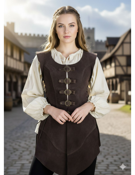 Long pourpoint médiéval en cuir...