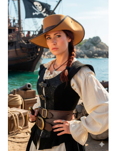 Chapeau corsaire à large bord, marron clair