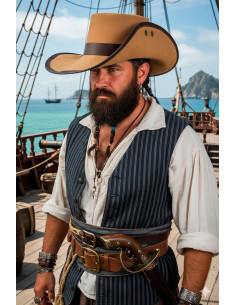 Chapeau corsaire à large bord, marron clair 2