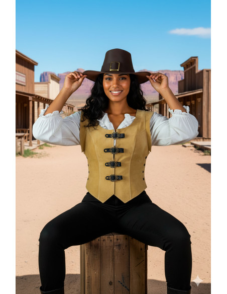 Chapeau Solomon Kane en cuir marron...