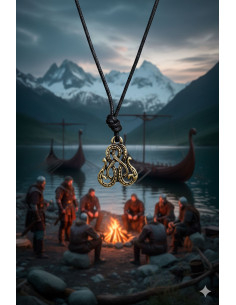Pendentif viking serpent à deux têtes - Doré
