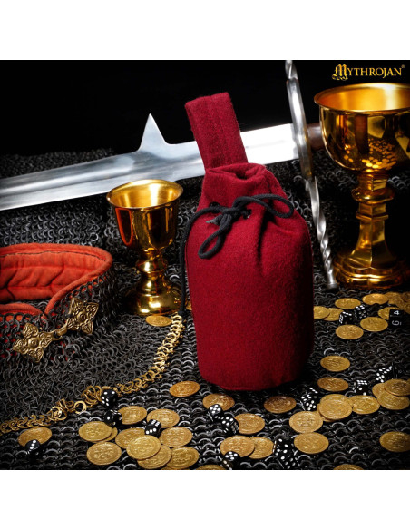 Sac à monnaie en laine avec cordons,...