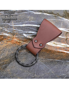 Tahalí en cuir avec anneau tressé, couleur marron