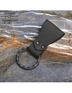 Tahalí en cuir avec anneau tressé, couleur noire