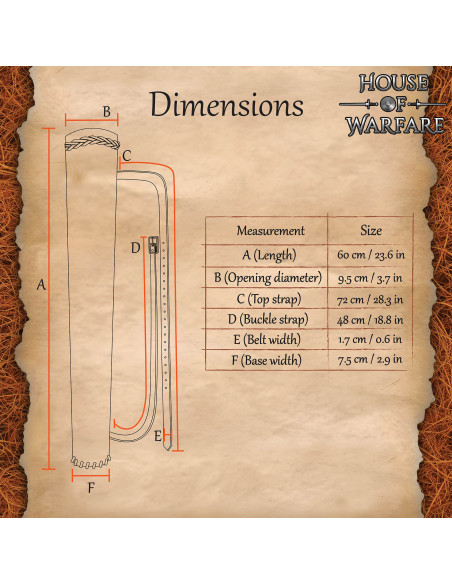 Carquois médiéval en cuir pour dos,...