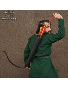 Carquois médiéval en cuir pour dos, couleur noire