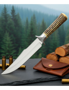 Couteau de chasse SCK avec étui, manche imitation os (31... 2