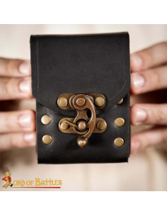 Petite sac en cuir pour ceinture, couleur noire