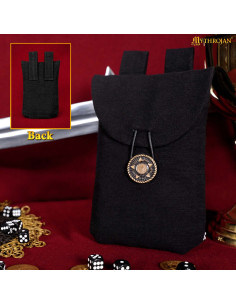 Sacoche médiévale en coton noir avec fermeture en laiton