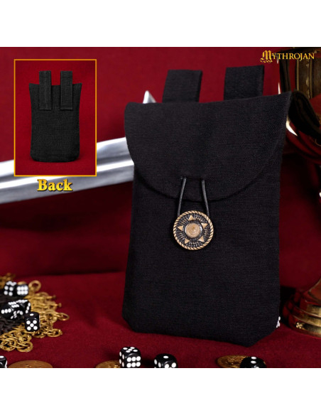 Sacoche médiévale en coton noir avec...