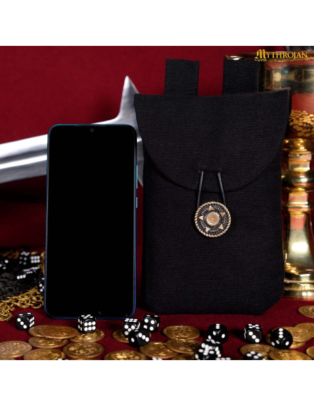 Sacoche médiévale en coton noir avec...