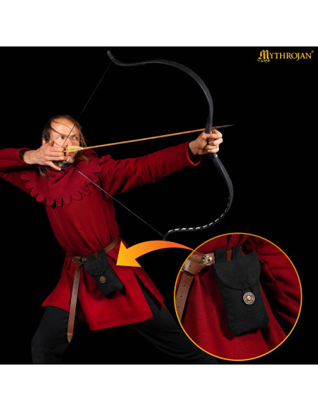 Sacoche médiévale en coton noir avec...