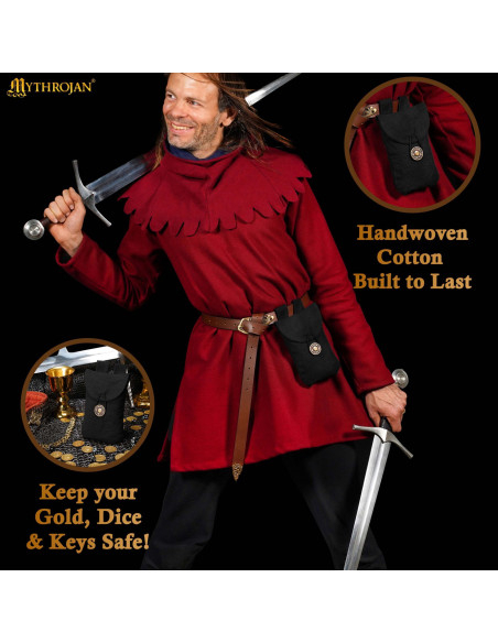 Sacoche médiévale en coton noir avec...