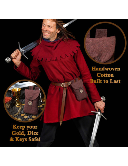 Sacoche médiévale en coton marron...