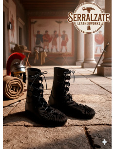 Sandales ou bottes de légionnaire romain artisanales, noires 2