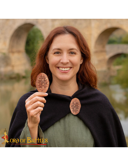 Broche viking oval en bronze brillant...