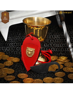 Couteau celtique forgé à la main avec étui en cuir rouge 2