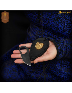 Couteau celtique forgé à la main avec étui en cuir noir