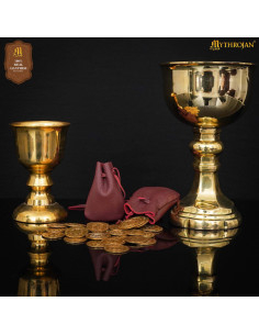 Paquet de 2 sacs limosneras médiévales en cuir de suède,... 2