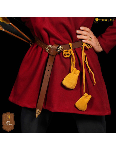 Pack de 2 sacs à limonade médiévaux en cuir suédé de couleur jaune