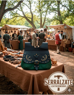 Sac Celta-Médiéval Gareth en noir-vert bouteille