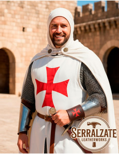 Bracelet croix templière avec 2 sangles - marron foncé 2