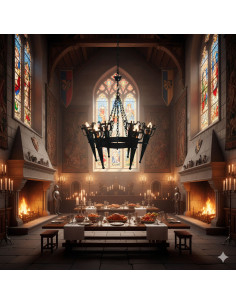 Lampe de forge aux bras de torches médiévales, 6 Lumières 2