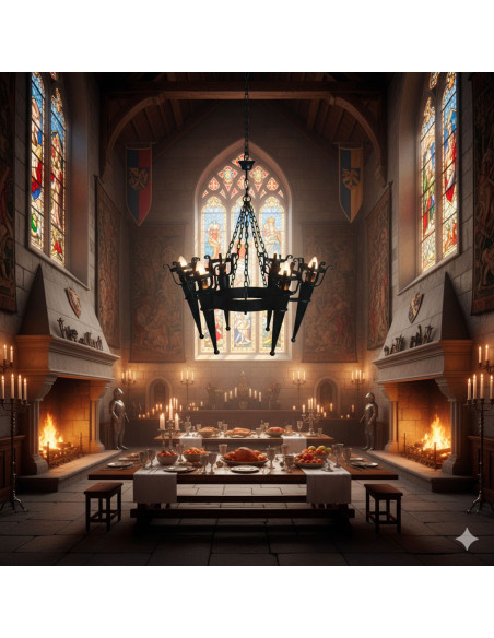 Lampe de forge aux bras de torches...